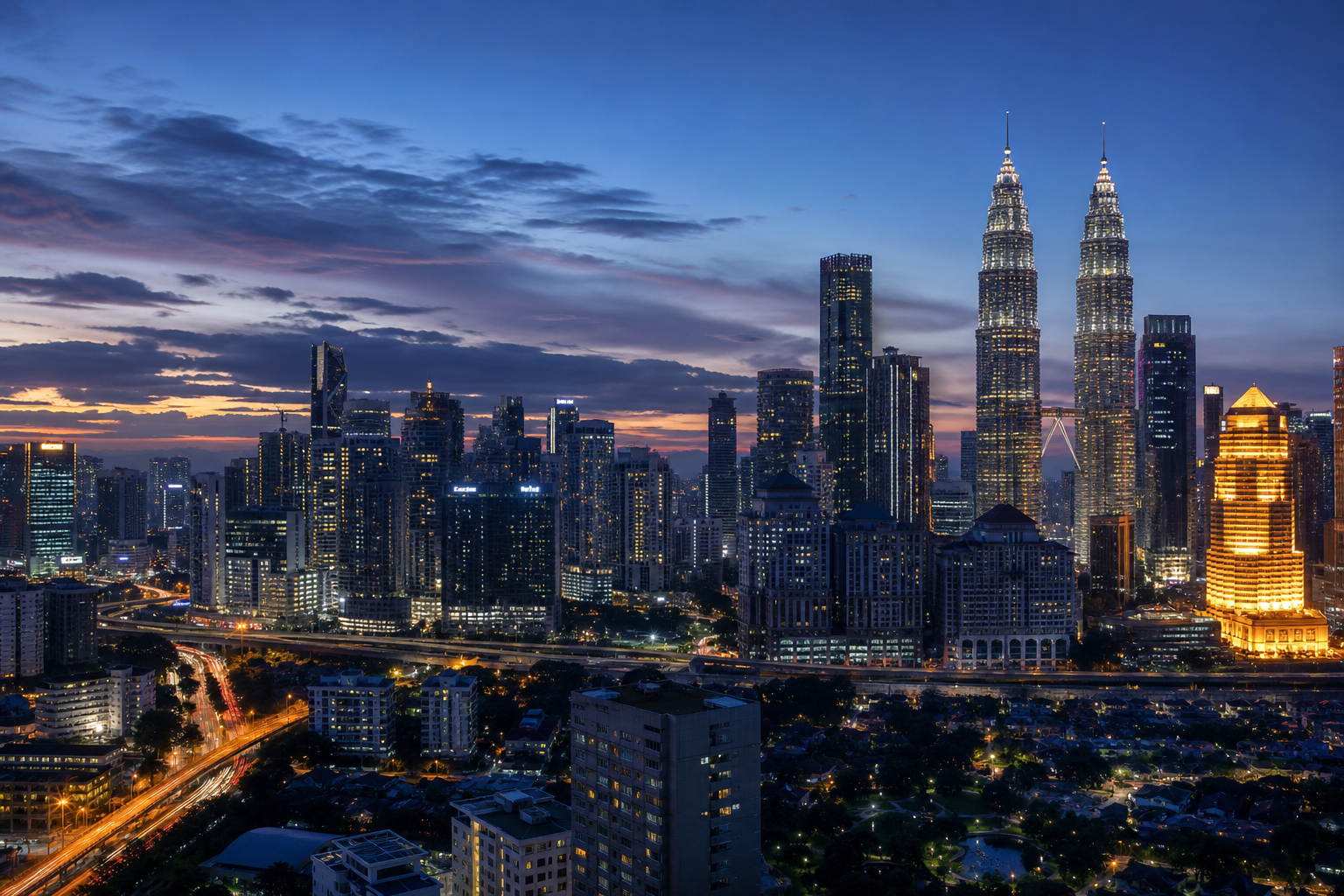 Kuala Lumpur skyline with Petronas Twin Towers