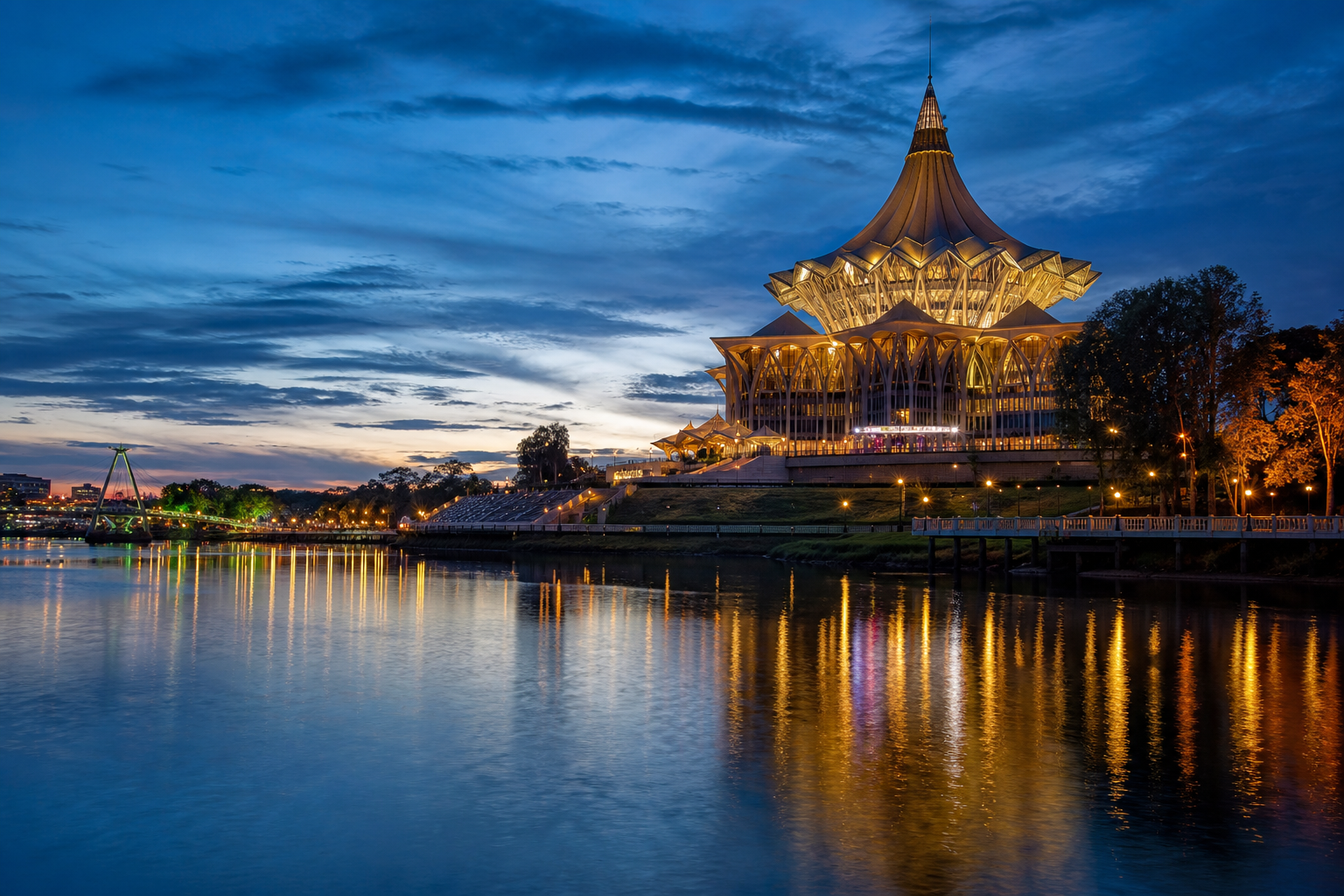 Kuching waterfront and Sarawak State Legislative Assembly