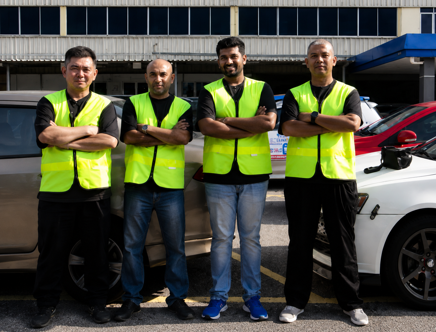 Corporate team taking part in an outdoor challenge