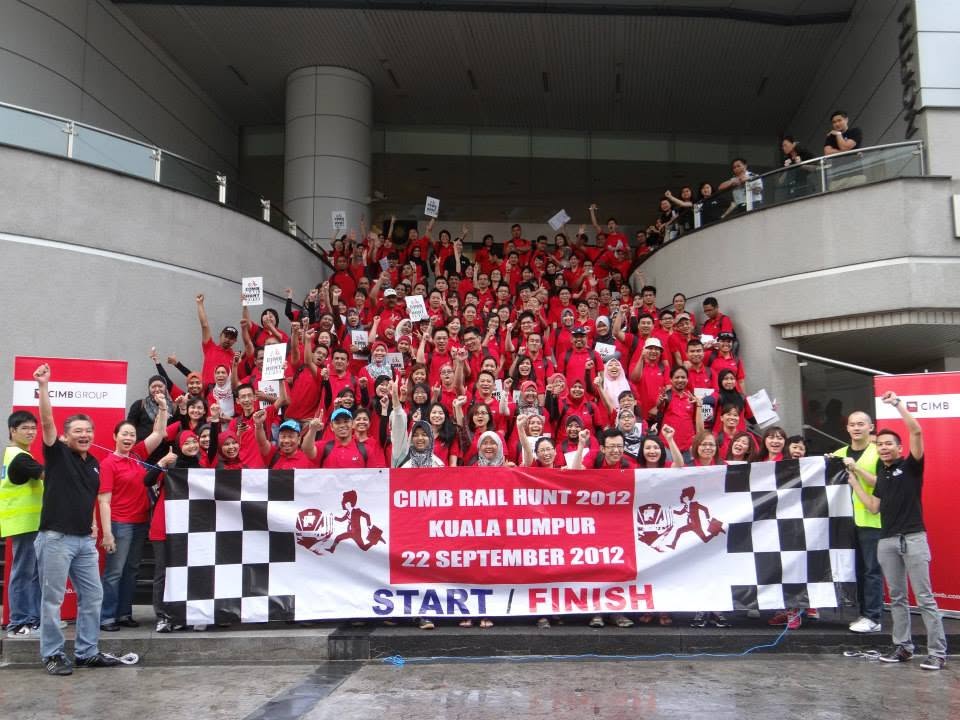 Treasure hunt team celebrating together