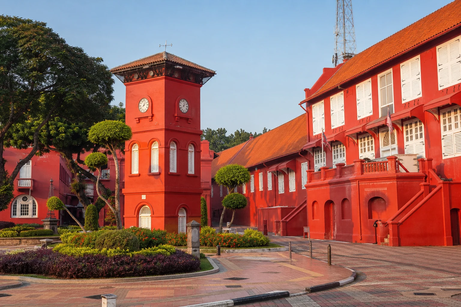 Red heritage buildings of Dutch Square Melaka